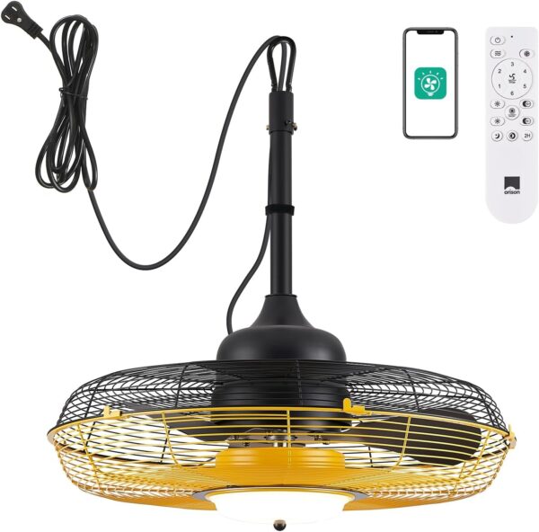 e7804f60415742a49b752ef671baa807 Outdoor Ceiling Fan with Light, Plug in Ceiling Fan with Remote, Gazebo Fans Outdoor Hanging for Patios Waterproof, Wet Rated Hanging Fan with App Control