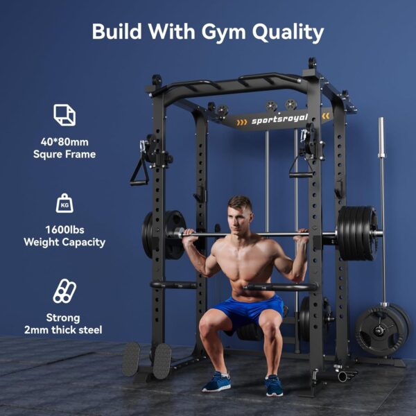 e8589f60810f491fbea0c7387a1eaa52 Sportsroyals Power Cage,1600lbs Multi-Function Power Rack with Adjustable Cable Crossover System and More Training Attachment, Weight Cage for Home Gym