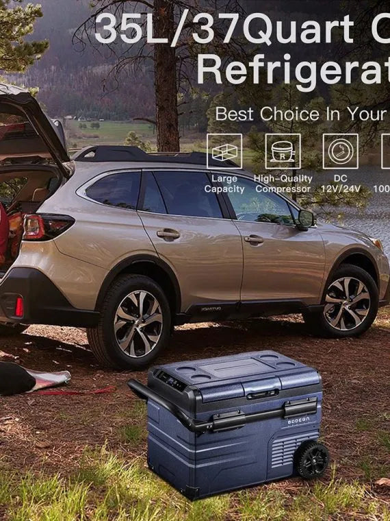 ea9f84c1681e4be38825dfe64009cc22 12 Volt 37 Qt. Portable Car Refrigerator, Car Freezer for Outdoor, Camping, Travel, RV,APP Control