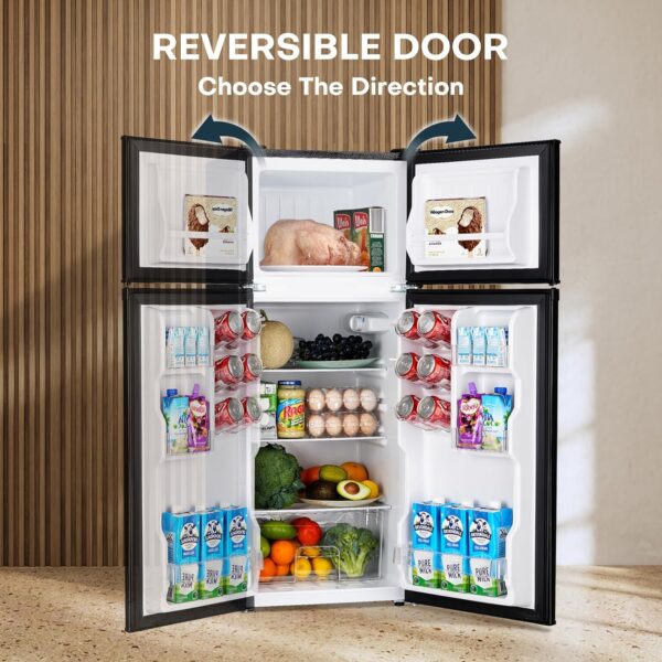 eac826cbb3744173851a4a59ebcd1247 Upstreman 4.0 Cu.Ft Mini Fridge with Freezer – Double Door Compact Refrigerator for Dorm, Office, Bedroom – Adjustable Thermostat, Black (BR401)