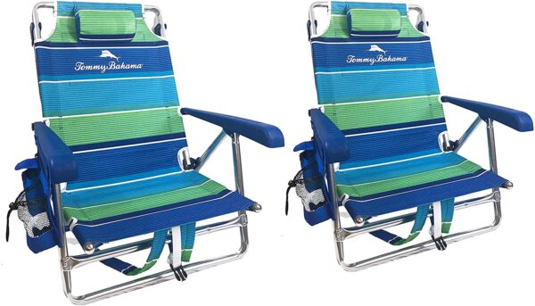 2 Backpack Beach Chairs with Storage Pouch and Towel Bar