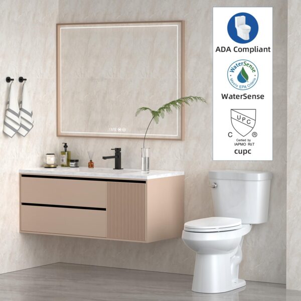 eb90595d358141e4990fc29bcfa6be8e 21Toilet, Elongated Toilets for Bathrooms, Two-Piece Toilet with Soft Close Seat, 1.28 Siphonic Flush Toilet with Universal Height ADA Cotton White
