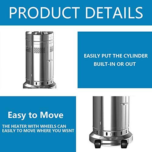ee088436c0944d9791ff41000bb1859d 2 Set 48,000-BTU Umbrella Patio Propane Heater with Wheels,Stainless Steel Patio Heater,Stainless Steel Floorstanding Liquid Propane Heater Outdoor Patio,Patio Heater Standing Outdoor (Color:Silver)