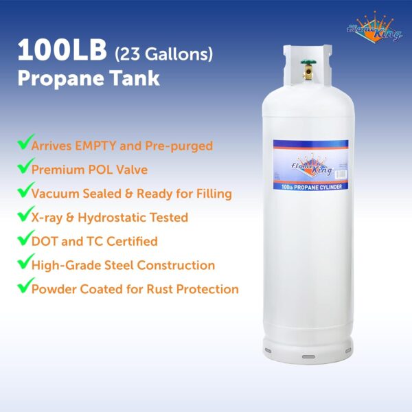 ee5ef672c7f2450a8288ebe5a093517b Steel Propane Tank Cylinder with POL Valve and Collar, Great for Mixed Heating Systems, Home fireplaces, Dryers and Grills-Flame King