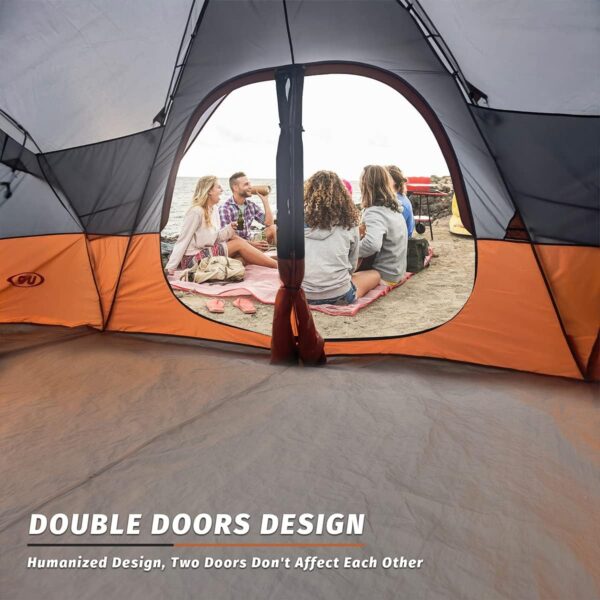ee637df47d324bf4982c6524eb51a1f6 UNP Camping Tent 10-Person-Family Tents, Parties, Music Festival Tent, Big, Easy Up, 5 Large Mesh Windows, Double Layer, 2 Room, Waterproof, Weather Resistant, 18ft x 9ft x78in