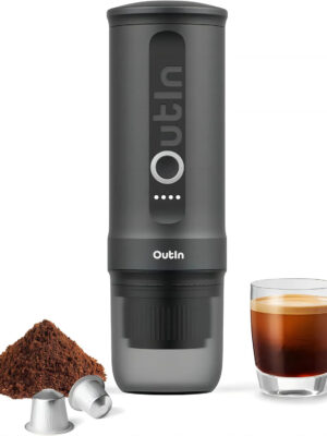 Nano Portable Electric Espresso Machine, Travel Coffee Maker for Camping, Car Coffee Maker Self-Heating with USB-C, With Ground Coffee & NS Capsule for RV, Hiking, Office