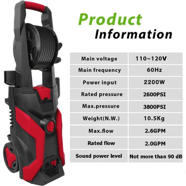 ef2edc49af2d4110a284e2b4f9b72c82 3800PSI 2.6GPM Electric Changeable Pressure Auto Washer Cleaner Jet machine