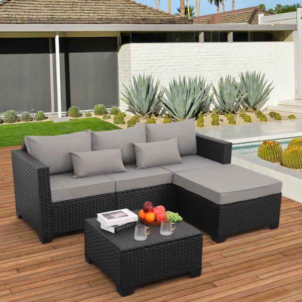 ef893a8f66e944fdacfce65fdf7bff25 3 Pieces Patio Furniture Set with Ottoman and Outdoor Storage Table