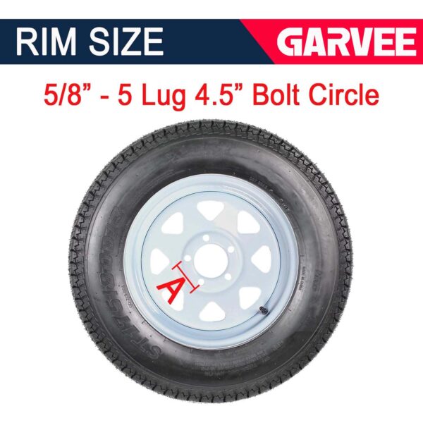 f112893a002d4bb783b2f5d8992c0235 Set of 2 Trailer Tires Rims 175-80 5 Lug 6PR White Spoke Wheel Load Range C