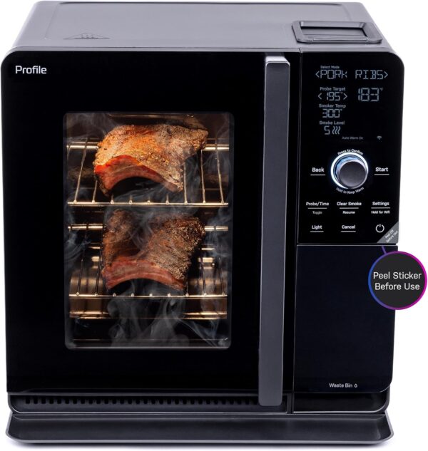 f12a8abc6ca549619a90bb8d934b3482 Smart Indoor Pellet Smoker, with Active Smoke Filtration, 5 Smoke Control Settings, WiFi Connected, Electric, Countertop BBQ Appliance, Black
