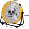 Tornado 24 Inch Grade UL Listed High Velocity Movement Heavy Duty Drum 3 Speed Air Circulator Fan 7800 CFM-Industrial, Commercial, Residential, and Greenhouse Use, Yellow