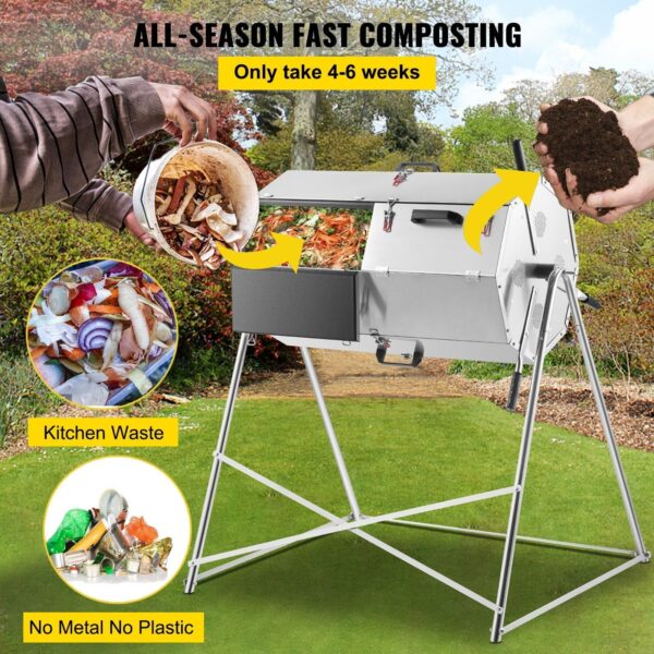 f3b4928de4d84d8aae46ba8ac3cc2fdf Premium 33 Gallon Steel Outdoor Compost Tumbler Bin With Dual-Chamber