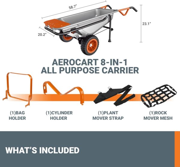 f3f911b77c80473587f350d5294724a0 Worx WG050 8-in-1 Aerocart Garden Cart/Wheelbarrow Heavy Duty/Dolly