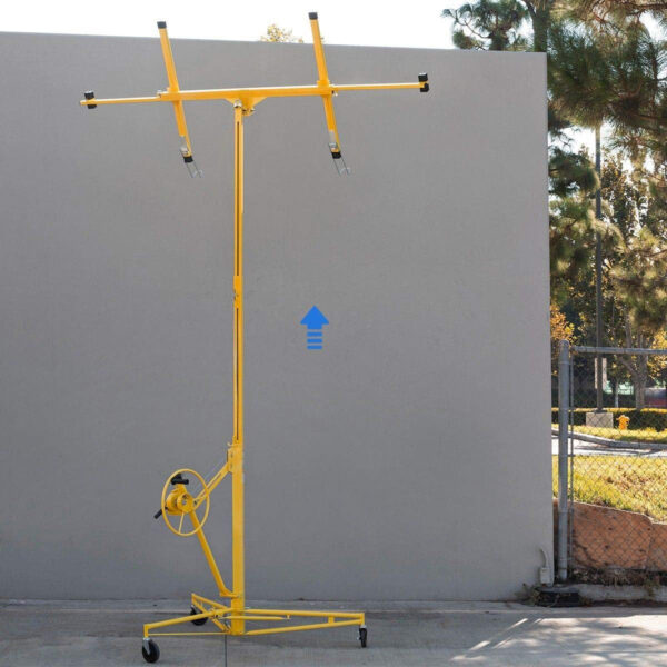 f702897680794bec96a90329a859fdc1 Stark USA 65044 65044 Drywall Lift 11' Yellow Rolling Sheetrock Panel Hoist Jack