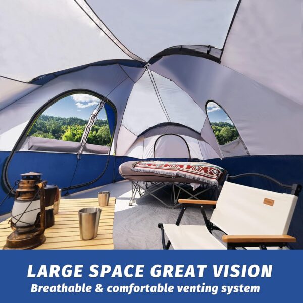 f882081cba034ac2a47892a32bd603b8 UNP Camping Tent 10-Person-Family Tents, Parties, Music Festival Tent, Big, Easy Up, 5 Large Mesh Windows, Double Layer, 2 Room, Waterproof, Weather Resistant, 18ft x 9ft x78in