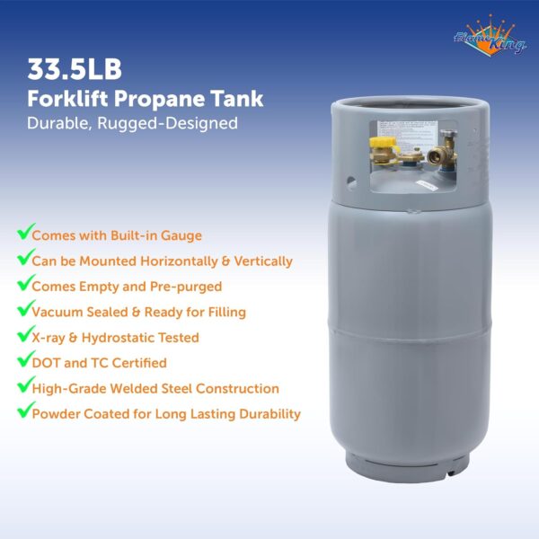 fb0053a4c47145499fa05d0ef6140f77 Steel Forklift Propane Tank Cylinder with Built-in Gauge, Gray-Flame King