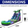 16’ Purple Tropical Lightweight Premium Commercial Grade Water Slide Inflatable with Attached Pool for Kids and Adults (with Blower), Wet Dry Use, Summer Fun