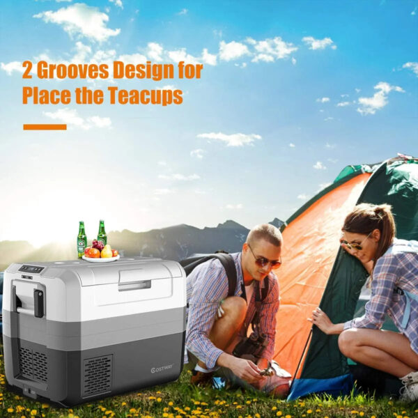 fcee646dbd6d4c4d8585bf9ef2c94621 Portable Car Refrigerator, -14.8℃ to 50℃, 58-Quart Compressor Travel Fridge with Two-way Open Door, Operating Panel, Groove Design, Compact RV Freezer and Cooler for Outdoor and Home Use