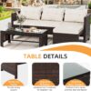 Outdoor Patio Furniture Sets, Wicker Patio sectional Sets 3-Piece, All Weather Wicker Rattan Patio Seating Sofas with Glass Coffee Table and Cushion (Beige)
