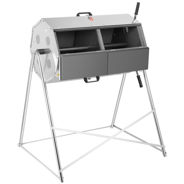 fd2d942bca0e40b3883394788d57b76a Premium 33 Gallon Steel Outdoor Compost Tumbler Bin With Dual-Chamber