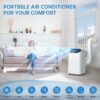 Portable Air Conditioner Cools Up to 700 Sq.Ft, 3-IN-1 Energy Efficient Portable AC Unit with Remote Control & Installation Kits for Large Room, Campervan, Office, Temporary Space