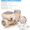 1.5HP Variable 2-Speed Swimming Pool Pump High Flow Above-Ground Swimming Pump Strainer w/ Slip on Fitting