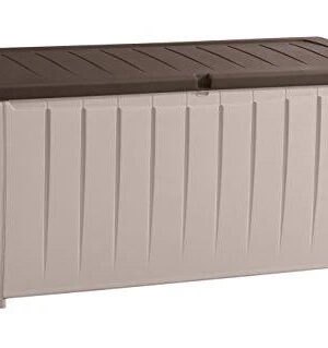 Novel Plastic Deck Storage Container Box Outdoor Patio Furniture 90 Gal, Brown